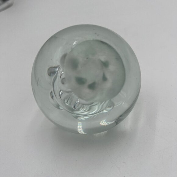 Hand Blown Clear Art Glass Paperweight Teardrop and Moon and Bubbles Shapes Circ - Picture 5 of 5